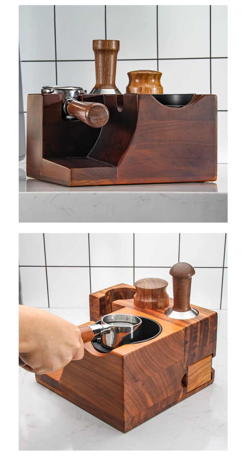 51mm/53mm Walnussholz Kaffeefilter halter Espresso Verteiler Manipulation matte Stand Kaffee maschine Kaffee zubehör Barista Geschenk – Detail 12