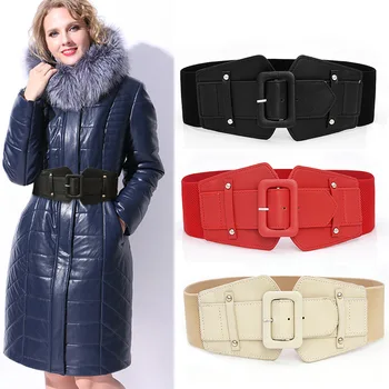 

Vintage Wide Belts for Women Famous Brand Designer Elastic Party Belts Women's Red Camel Black Costume Belts