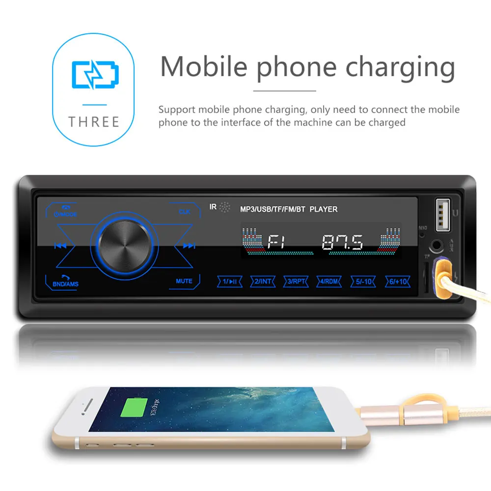 Автомобильный стерео музыкальный плеер FM/AUX/TF/USB Bluetooth Радио Эквалайзер звуковой эффект отключение питания память MP3 сенсорный экран дистанционное управление