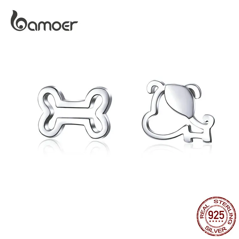Bamoer Dog And Bone Orecchini Con Perno Per La Ragazza In Argento Sterling 925 Cat Dell'Orecchio Delle Viti Prigioniere Dei Monili Bijoux Gioielli Ant