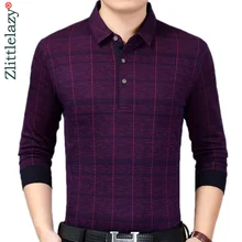 Брендовая Повседневная Роскошная рубашка поло с длинным рукавом для фитнеса, мужская рубашка поло из джерси в клетку, мужские рубашки поло, модная одежда 90373