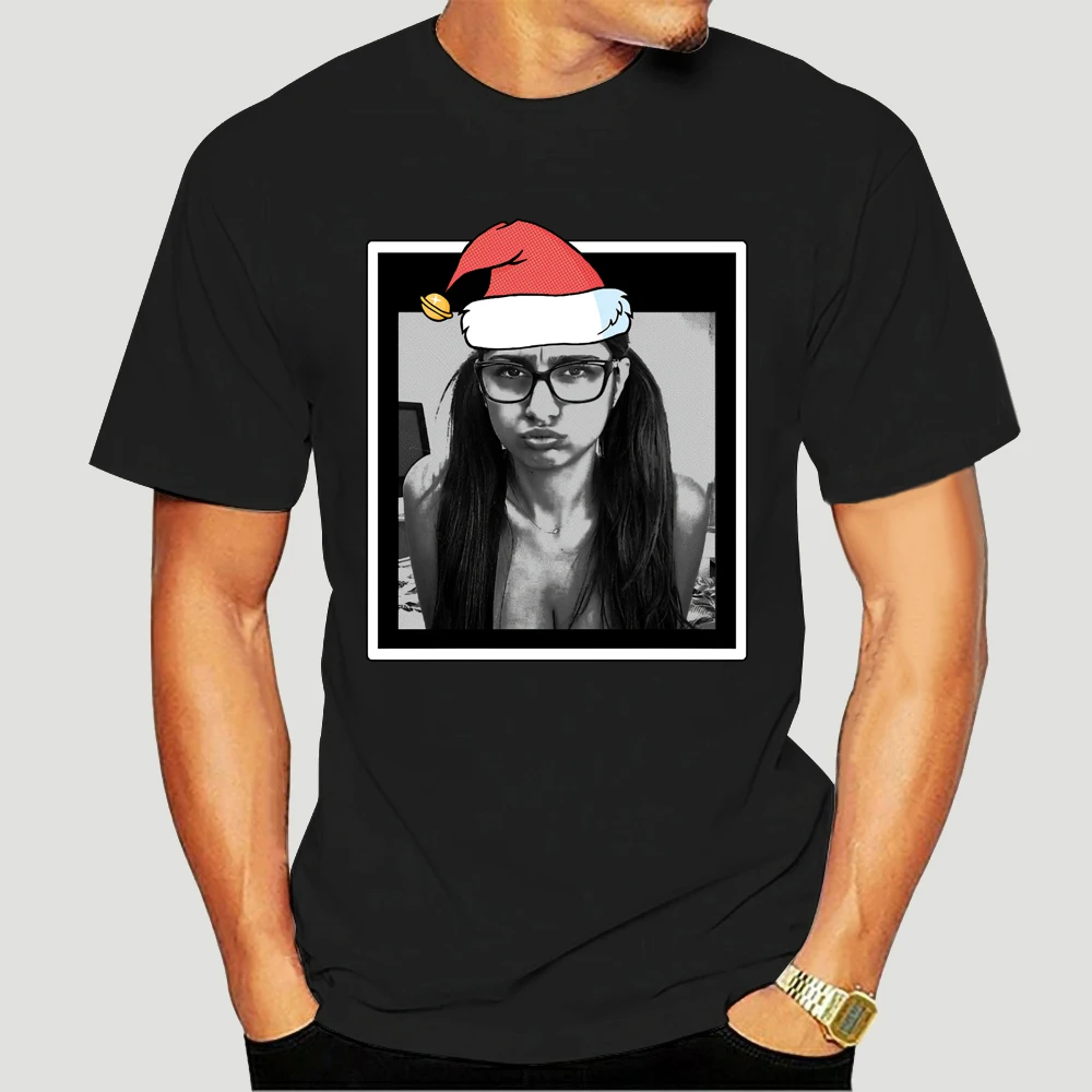 Сексуальная Рождественская футболка Santa Mia Khalifa мужская Тонкая большого размера