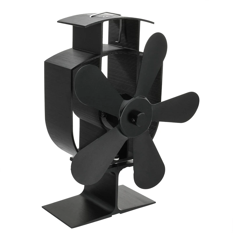 

Black 5 Blades Heat Powered Stove Fan Log Wood Burner Quiet Home Eco Fan Black Fireplace Fan Heat Eco Efficient Stove Top Fan