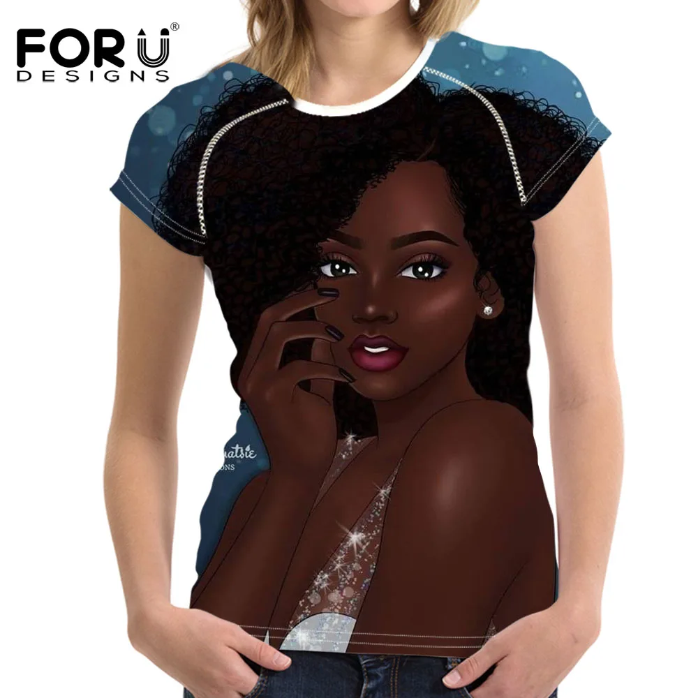 Poleras Mujer De Moda Футболка женская размера плюс АФРИКАНСКАЯ ДЕВУШКА 3D принт короткий рукав круглый вырез Футболка дешевая футболка Vestidos - Цвет: ZBH003BV