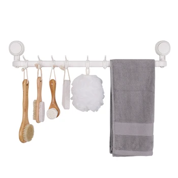 

Suction cup towel rack free punching bathroom bathroom rack single pole kitchen drying towel rack rack wall hanging