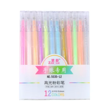 

9/12Pcs Multicolour Gel Pens Set 0.6mm Flash High light pastel Ballpoint Pen colourful Cute Sketching Drawing School Stationery