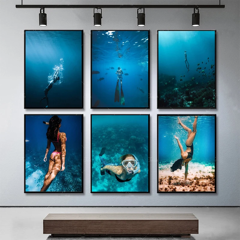 Diving Decor Home Diving Decoration Ocean Goddesses Home Decoration  Diving Poster Painting  Calligraphy Aliexpress