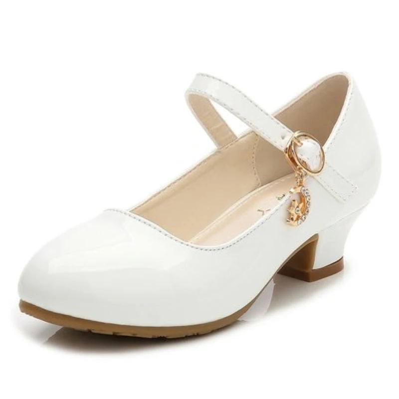 Zapatos planos blancos y negros para niñas, calzado Formal de fiesta y  boda, de cuero PU, para adolescentes, con tacones altos|Zapatos de cuero| -  AliExpress