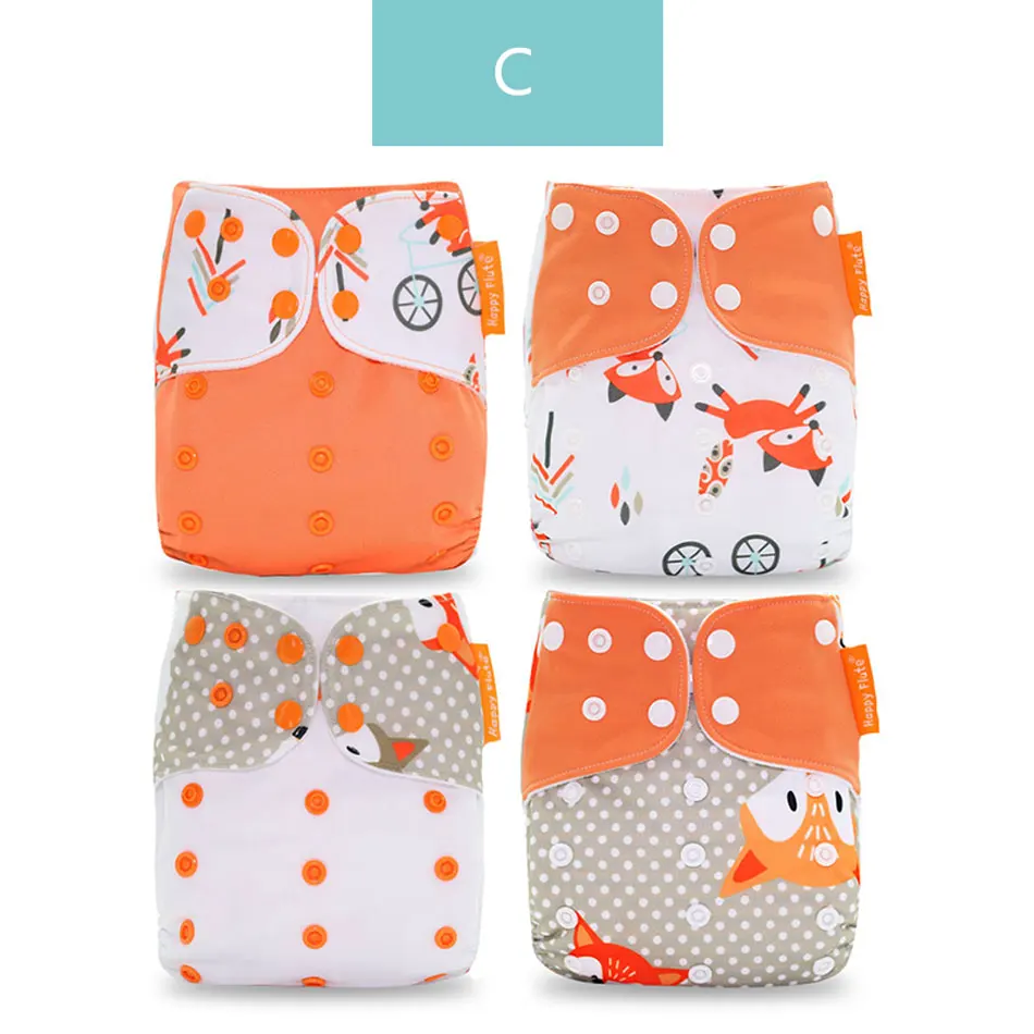 C only diaper Happyflute 4 шт./компл. моющиеся Экологичная ткань с ромбовидным узором регулируемые подгузники многоразовые подгузники из ткани тканевые подгузники подходит на Возраст 3-15 кг для малышей - Цвет: C only diaper