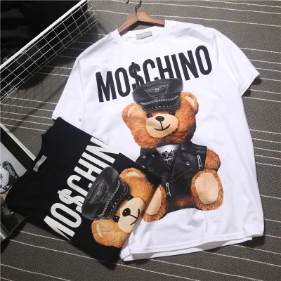 

2020 Spring And Summer New Style Popular Brand Bear T-shirt Men And Women Short Sleeve Couple Clothes T-shirt Black And White WO