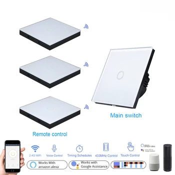 

1gang wifi smart touch switch EU standard light switch with RF433MHZ remote controller wireless
