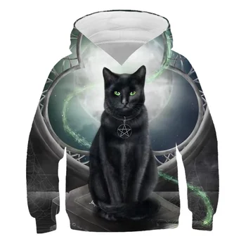 

2020 new youth brand cute cartoon pet cat suit top4T-14TGirls love high-quality leisure sports 3D printed hooded pullover