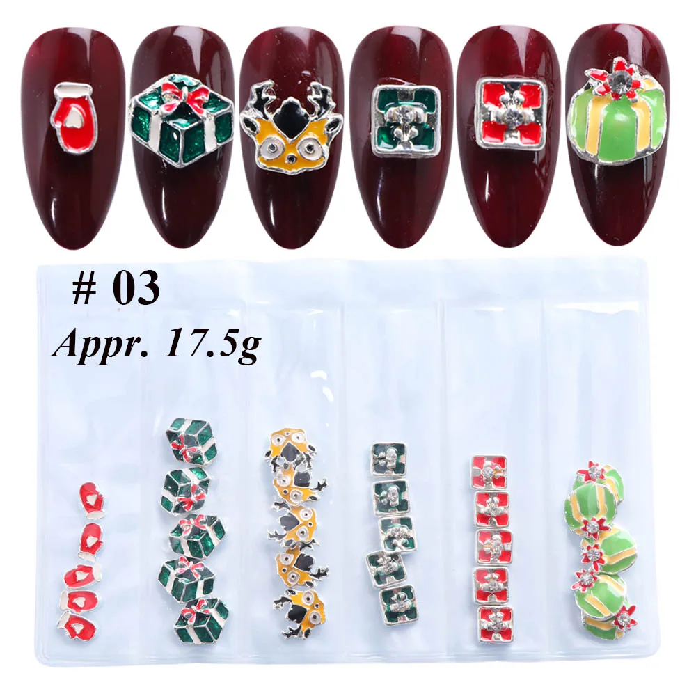 03 1Pack 3D Snowflakes Metal Nail Glitter Sequins Hollow Out Decorations For Christmas Nail Art Paillette Gel Manicure Tools LA1532 - Цвет: 03