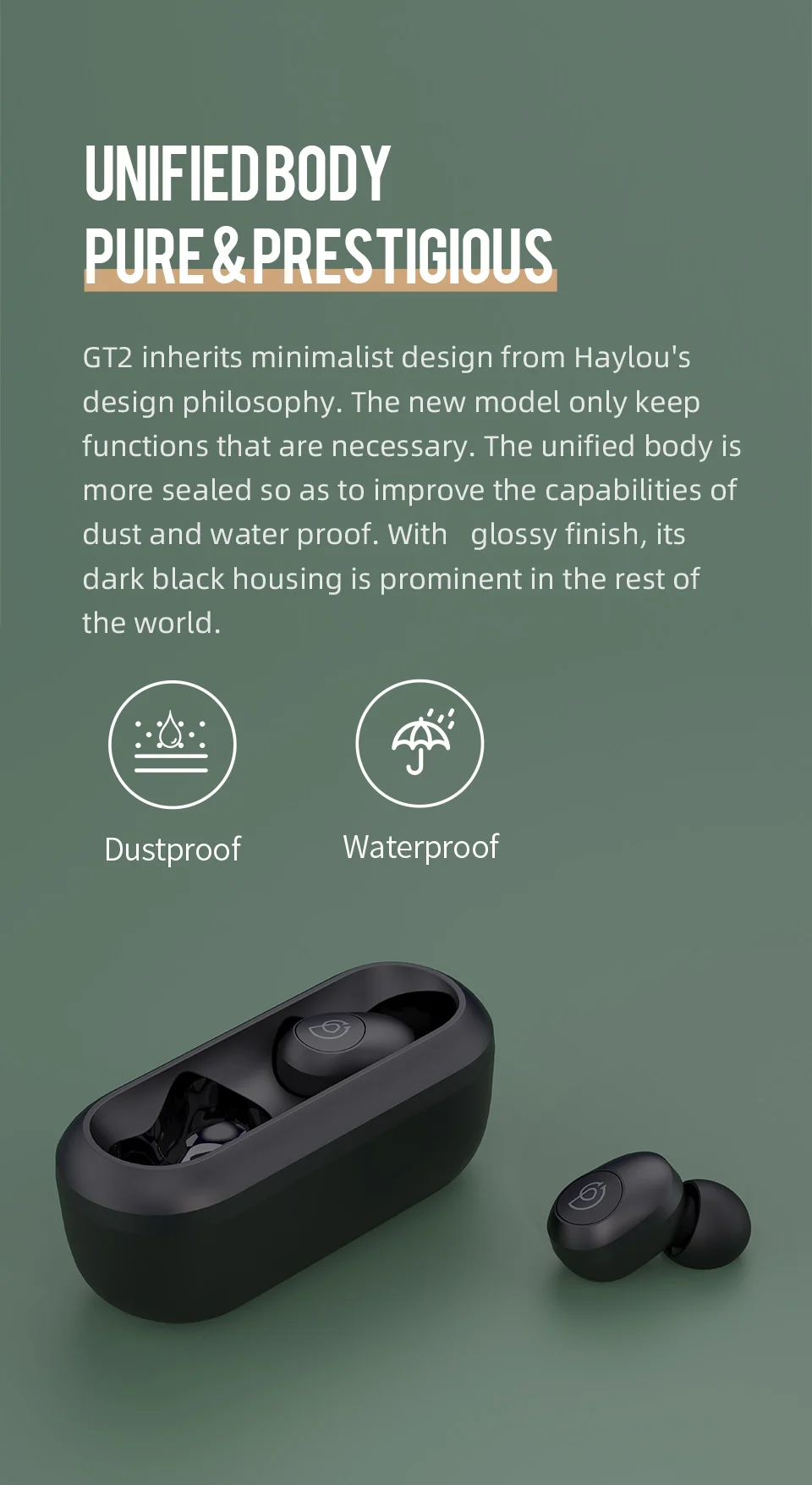 Haylou gt2 3d stereo bluetooth earphones automatic pairing mini tws wireless earbuds (black)