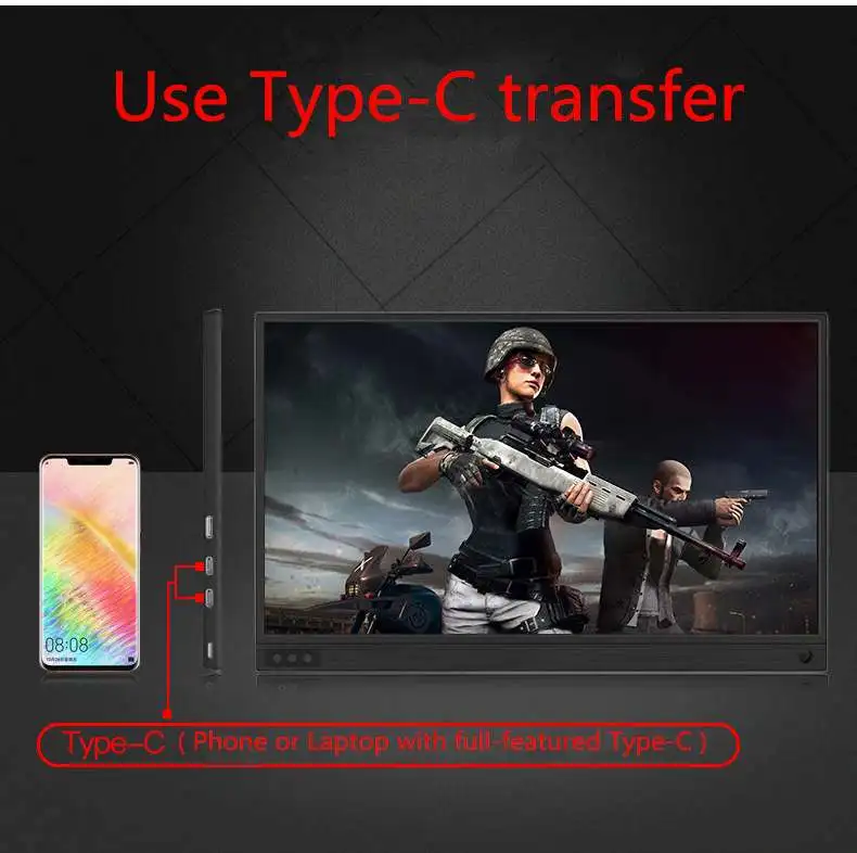  Portable 15.6 Inch IPS Gaming Monitor 1920 *1080P HD Display Type C Micro USB Port LED Monitor for 