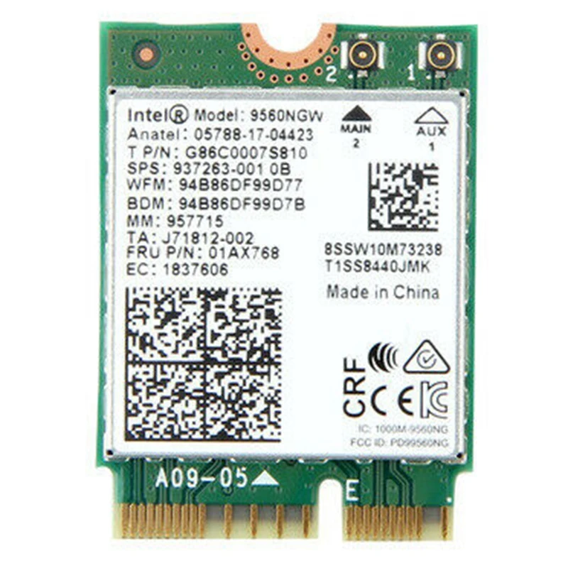 PPYY-Двухдиапазонная Беспроводная для Intel 9560 AC 9560NGW 1,73 Гбит/с Wifi 802.11Ac Bluetooth 5,0 Wlan карта с MHF4 UF. L антеннами Windows