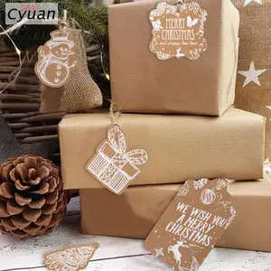 100pcs Kraft Paper Merry Christmas Tags Xmas Present Tag DIY