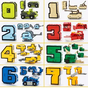 

10 Pcs Cool Number Transforming Robot 3D Military Vehicles Models Jigsaw Plastic Puzzle Kids Educational Toys Children Gift