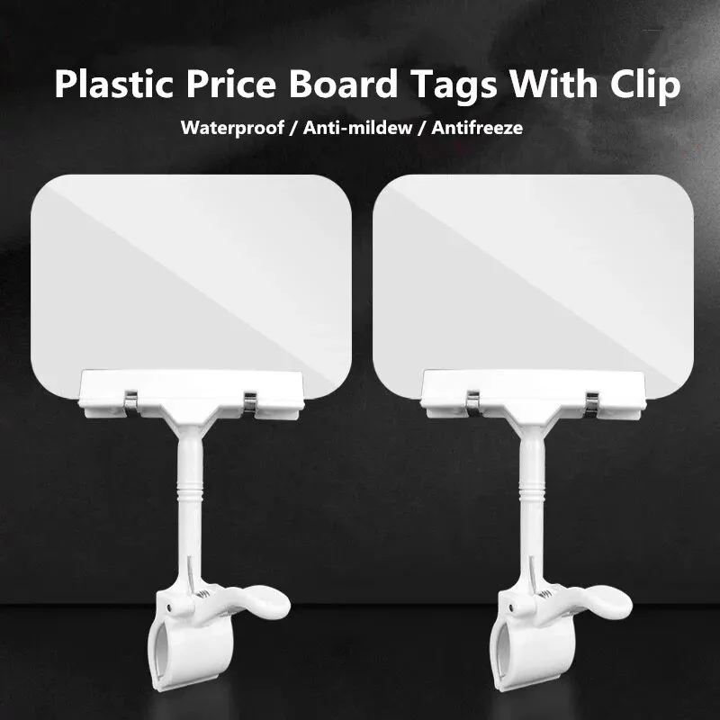 5 Pieces Plastic Merchandise POP Clip With Erasable Board Rotatable Pop Clip-on Sign Holder Stand Price Label Clip advertising board clip hard and soft tooth co extrusion clamp supermarket sign sucker label holder with suction cup