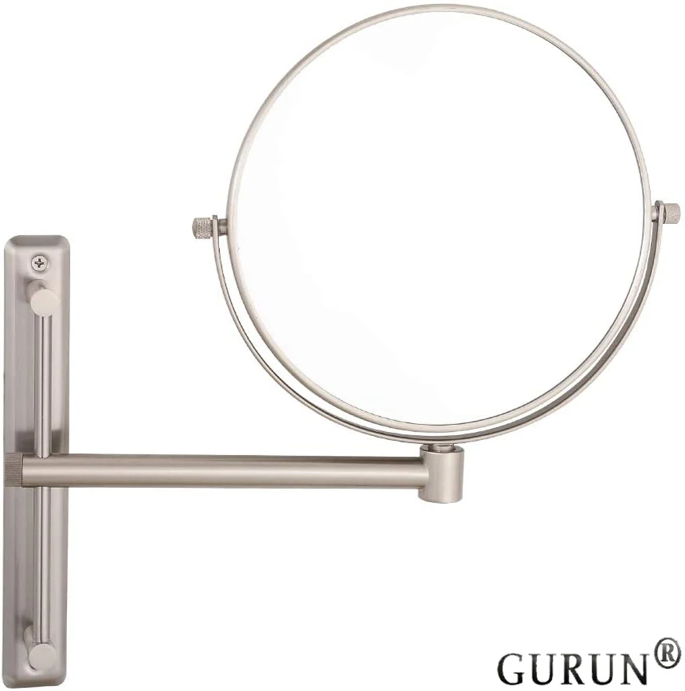 GURUN 8'' Nickel Finished 3/5/7/10X Magnification Wall Mounted Double Sided Vanity Shaving Cosmetic Bathroom Hotel Makeup Mirror |