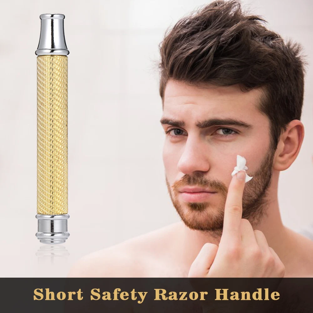 Portable Mini Short Safety Razor Handle Men Shaving Tool Razor Non-slip Handle Stainless-steel Razor Handlebar Shaving Handle