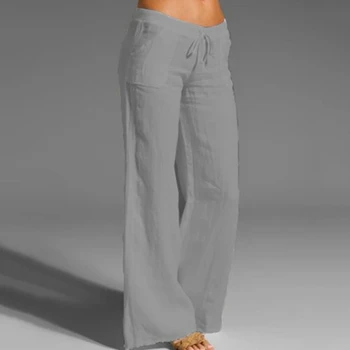 

Long Pants Women Ladies High Waist Solid Straight Pants Wide Leg Pants Flared Trousers Slim Loose Casual Pants