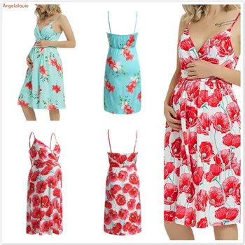 

Maternity Clothing Sleeveless Nursing Dresses Breastfeeding Dress for pregnant women Maternity Nightdress Summer For outfit