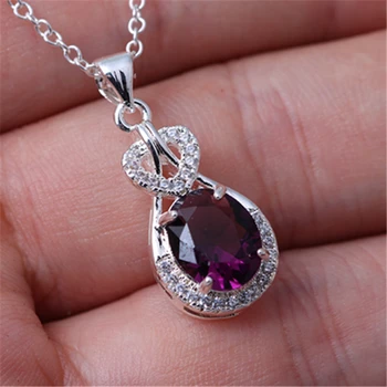 

New Silver Pendant Personality Charm Temperament Beautiful Elongated Women's Love Inlaid Zircon Necklace Pendant