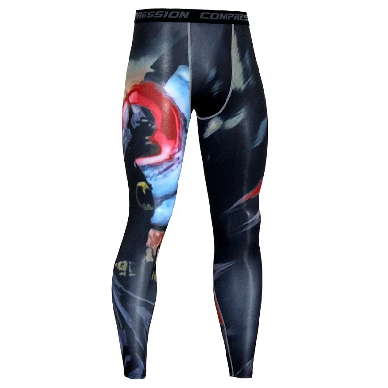 

Men's Fitness Sports Tights Quick-drying 3D Printing Compression Fitness Running Riding Pants Moisture Wicking Men's Trousers