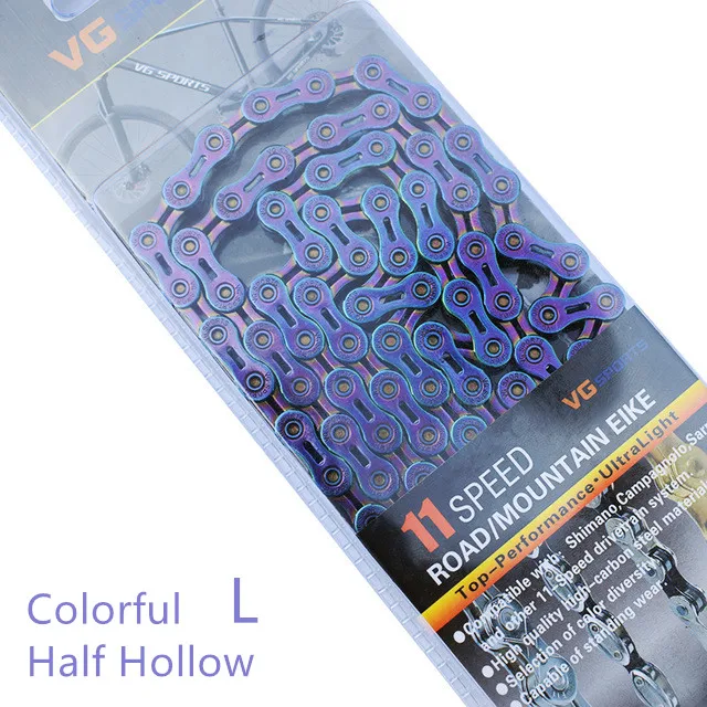 11 L Colorful Велосипедная цепь 8 9 10 11 скоростей Серебряная полая цепь для горного велосипеда полная дорога полые сверхлегкие цепи - Цвет: 11 L Colorful