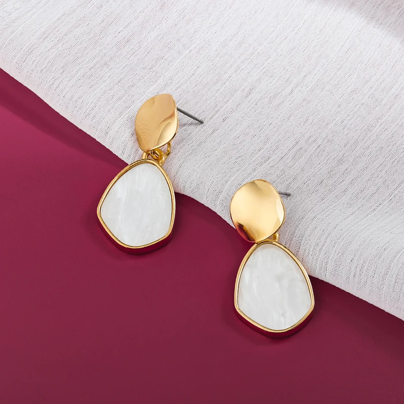 New Korean Round Statement Drop Earrings For Women Fashion Vintage Geometric Acrylic Gold Hanging Dangle Earring Jewelry - Окраска металла: Water droplets