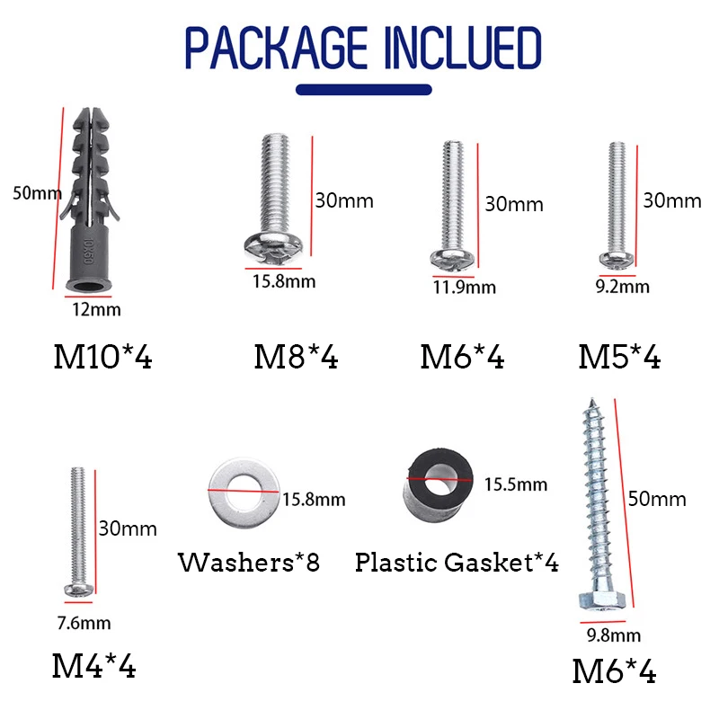 

Hot TV Mount Hardware Kit, Universal VESA Wall Mount Screw, Washer, Spacer Pack (M4 M5 M6 M8 M10) for TV and Monitor Mounting