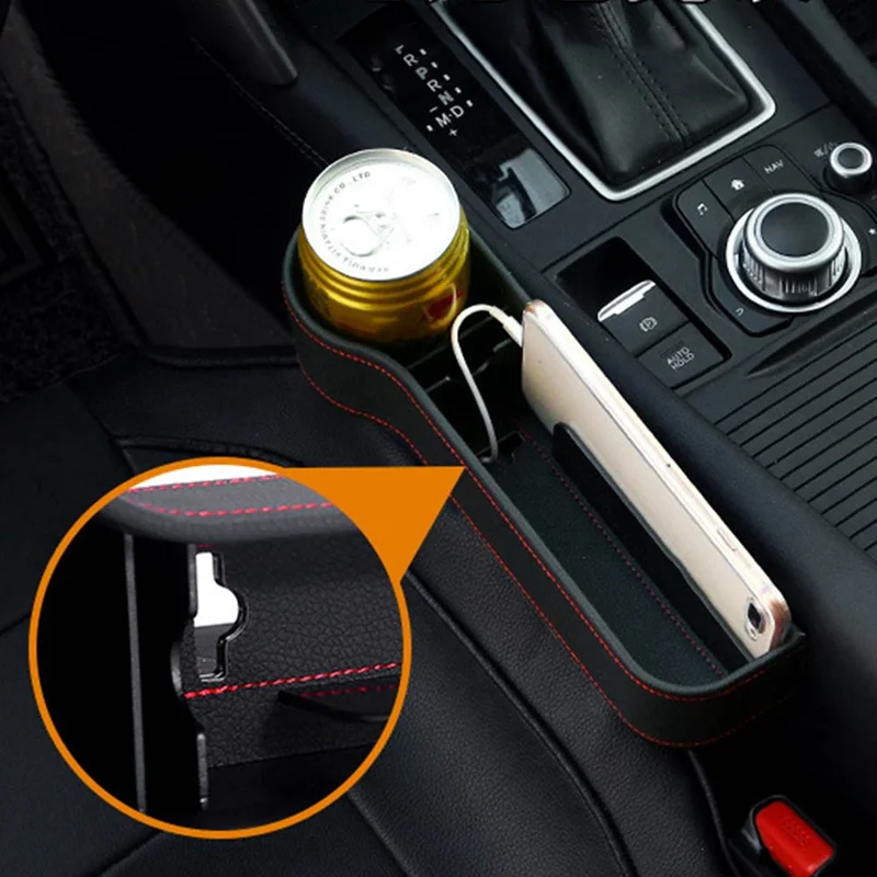 

1 Pc Universal Car Console Driver Passenger Side Seat Gap Storage Box Pocket Organizer Phone Cup Holder With Dual USB Charging