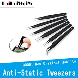 Pincettes antistatiques en acier inoxydable, 6 pièces, Kit d'outils de réparation et d'entretien de haute précision, fabrication de modèles à main 