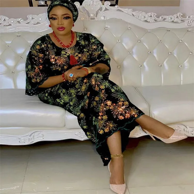 2020 Latest French Nigerian Net LaceAfrican Velvet Tulle Mesh Sequence Lace Fabric High Quality For Wedding Dress 5Yards SL26