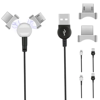 

180 Degree Rotating Magnetic USB Cable Mobile Phone Fast Charger Cord Micro/Type-c/8 Pin Head