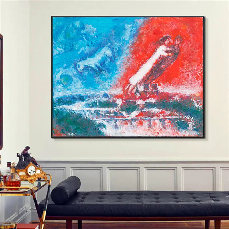 

Flying on the road By Marc Chagall Wall Art Canvas Painting Posters Prints Wall Pictures For Office Living Room Home Decor