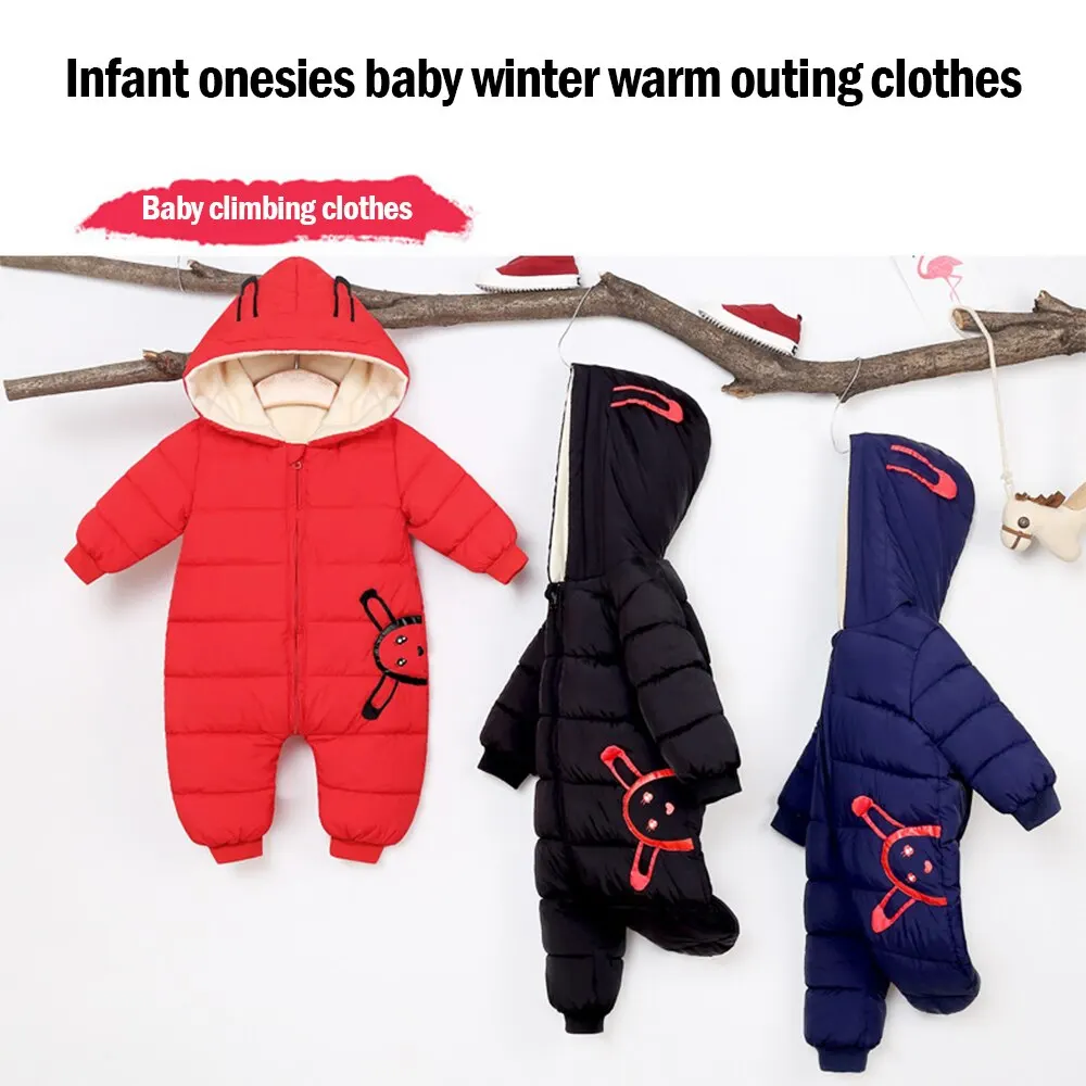 

2020 Winter Newborn Baby Jumpsuit Plus Velvet Snowsuit Snow Warm Boy Jumpsuit Cotton Girl Clothes Bodysuit