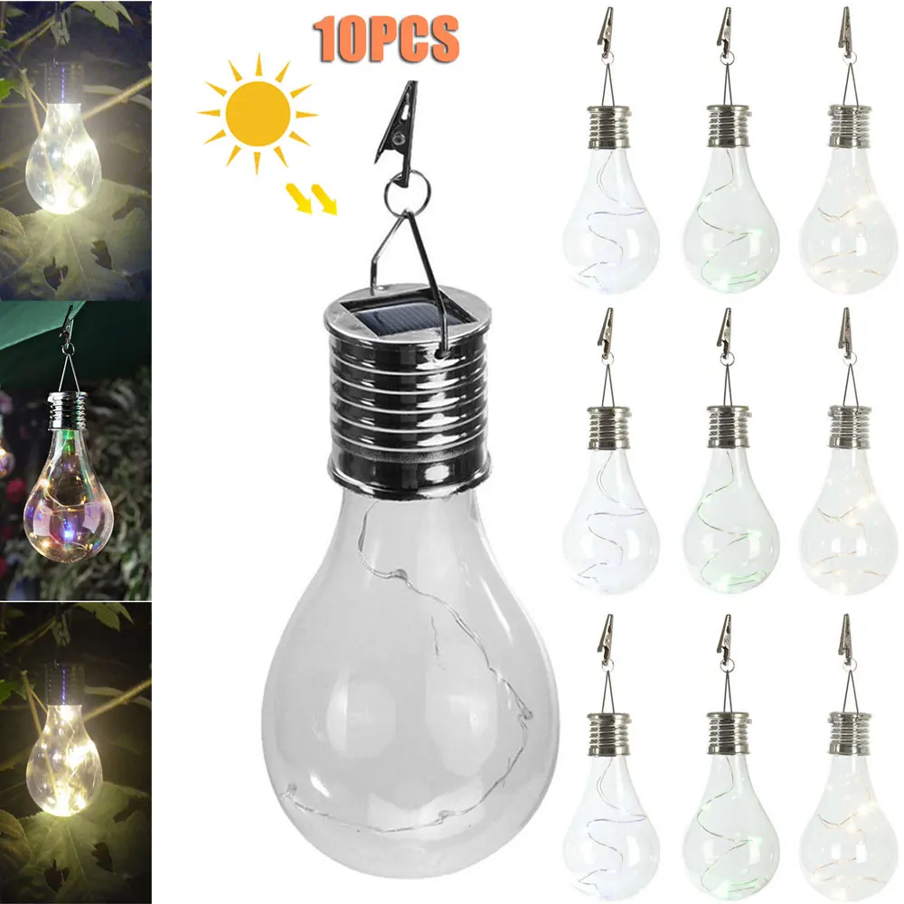 10pcs Solar Powered Led Light Bulbs Lantern Spotlights Portable