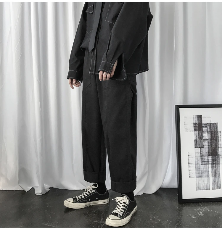 Men's Leisure Cargo Pants Cotton Casual Pants Male Loose Trousers Hip Hop Style Black/khaki Color Sweatpants Size S-2XL