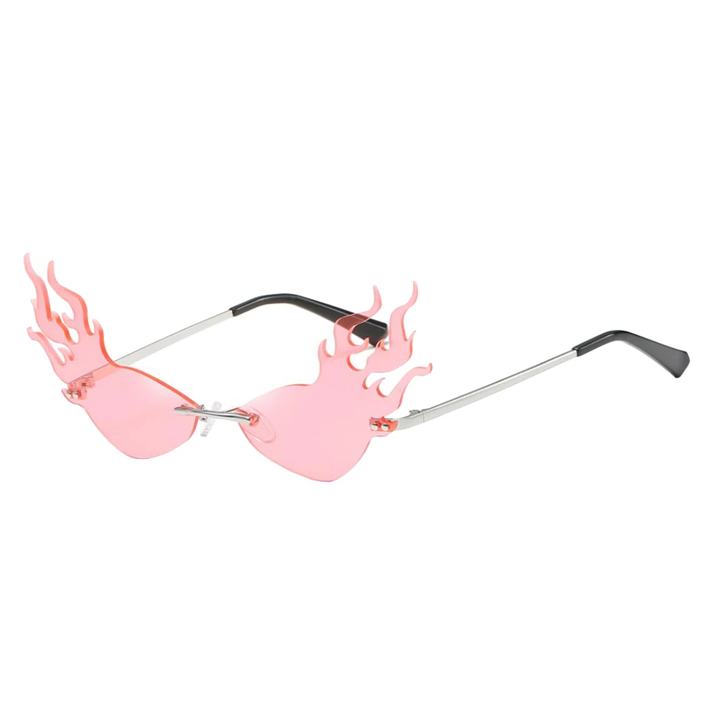 Womens Flame Sunglasses UV400 Sun Glasses Luxury Design Party Eyewear Streetwear Fire Flame Lens Rimless Wave Sun Glasses