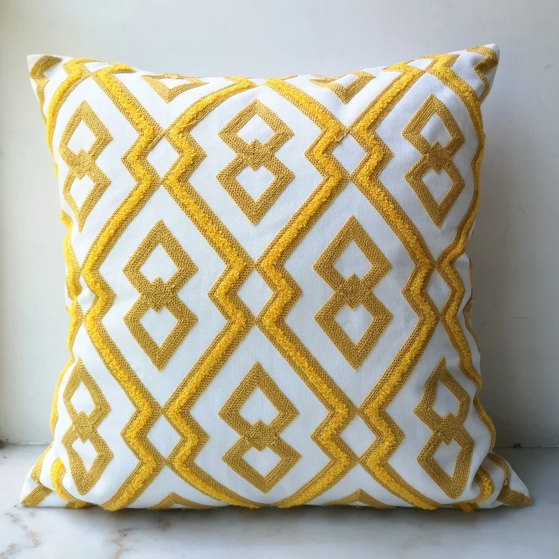 yellow pillows and throws