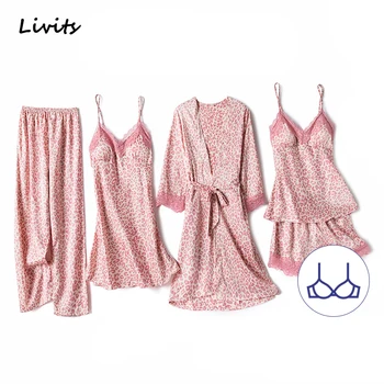 

Women's Robe Gown Sets Built-in Bra Premium Satin Silk Pajamas Pyjamas Sleepwear Nightwear Loungewear Leopard Sexy For Female