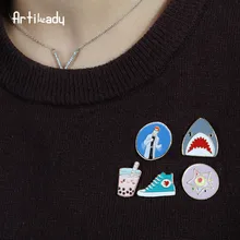 Европейский и американский корейский стиль, стиль, брошь из сплава, Акула, молоко, чай, обувь, мультфильм, масло, капля, брошь