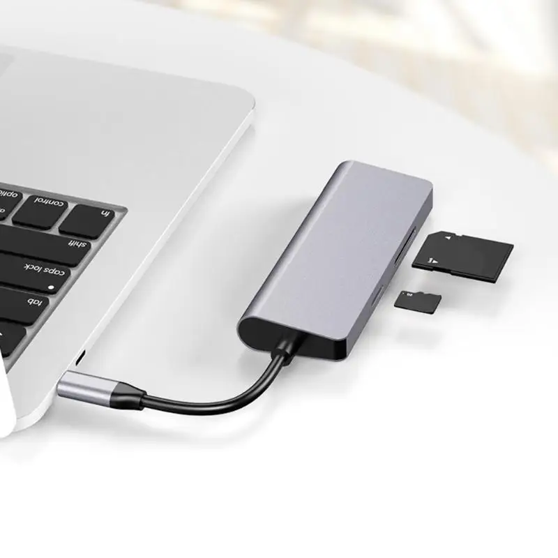 Тонкий type-C концентратор адаптер ключ с USB3.0 HDMI RJ45 PD TF слот карты ноутбук многофункциональный конвертер периферийные устройства для компьютера