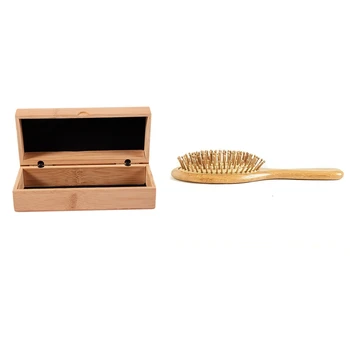 

1 Pcs Natural Wooden Paddle Hair Brush & 1 Pcs Rectangular Sunglasses Case