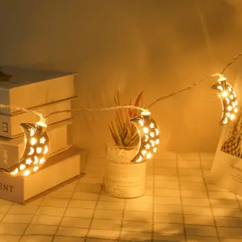 

10 LED Metal Hollow Out Moon Shape Decorative String Lights Night Lamp