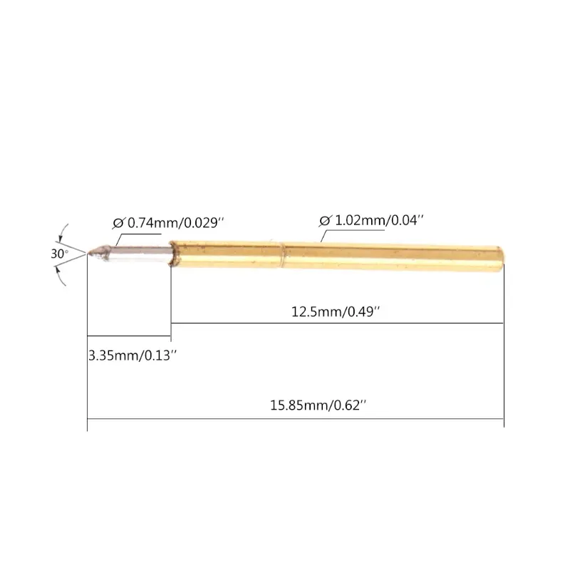100 Pcs Dia 1.02mm Length 15.85mm 100g Spring Test Probe Pogo Pin Tool P75-B1 image 5
