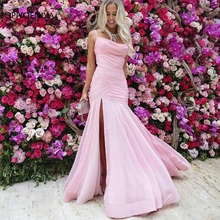 Новое поступление Розовое Шифоновое Вечернее платье русалки es Robe soiree Дубай арабское вечернее платье Vestido de noche