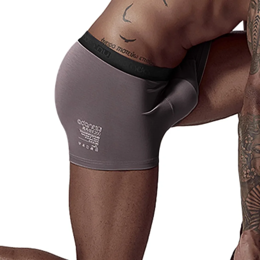 Male Underwear Elastic Wide Belt Men Underpant Solid Cotton Panties Model Boxer Sexy Plus Size Boxer#4